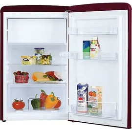 Amica KS 15611 R Retro-Kühlschrank (108 l, 860 mm hoch, Weinrot)