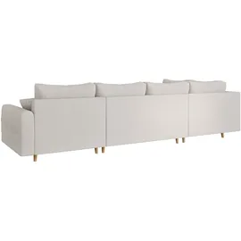 Home Affaire Wohnlandschaft HOME AFFAIRE "CHARRE U-Form mit Ottomane, Maße B/T/H: 310/161/81 cm", beige (creme), B:310cm H:81cm T:161cm, 92% Polyester, 8% Nylon, Sofas, Wohnlandschaft, feine Steppung, lose Rücken- und Zierkissen, auch in Cord und Bouclé