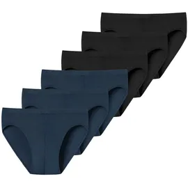 SCHIESSER Slip Schwarz / Blau L 6er Pack