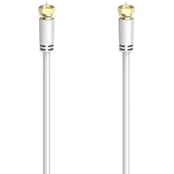 HAMA SAT-Anschlusskabel, F-Stecker - F-Stecker, vergoldet, 3 m, 100 dB, Weiß