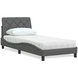 Bett mit Matratze – Dunkelgrau, 80x200 cm, Stoff – Komfortables Einzelbett mit ergonomischer Matratze
