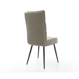 DeLife Esszimmerstuhl Pela-Flex Echt-Leder Schlamm 4-Fuß konisch Schwarz Taschenfederkern, Esszimmerstühle