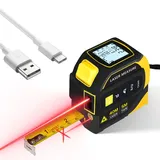 4-in-1 Digitaler Laser-entfernungsmesser: 40-m-laser-entfernungsmesser, 5-m-maßband, Elektronische Zweiachsen-wasserwaage, Fadenkreuz, Wiederaufladbar, Hintergrundbeleuchtetes Lcd-display