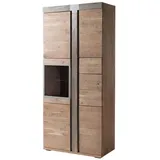 Massivmoebel24 Vitrine Akazie 90 x 45 x 204 cm Beige