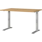 GERMANIA DOWNEY höhenverstellbarer Schreibtisch navarra-eiche rechteckig, C-Fuß-Gestell silber 120,0 x 80,0 cm