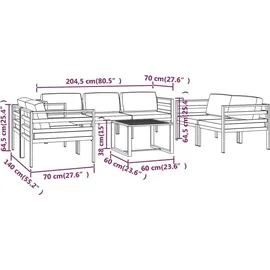 vidaXL Garten-Lounge-Set 8-tlg. anthrazit/grau