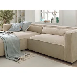 best mobilier Lisa Design Ela Ecksofa links, aus Cordsamt, zeitgenössischer Stil - Beige