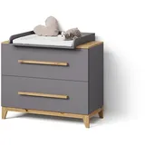 livinity® Wickelkommode, Mailo Grau/Artisan mit 2 Schubladen
