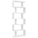 KADIMA DESIGN Modulares Zickzack Bücherregal, Mattweiß, 6 Regalfächer, Anti-Rutsch-Noppen