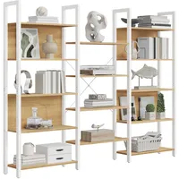 VASAGLE Bücherregal 24 x 158 x 166 cm Goldeichenfarben-Mattweiß