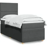 vidaXL Boxspringbett mit Matratze Dunkelgrau 140x200 cm Stoff