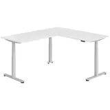 bümö Eckschreibtisch elektrisch höhenverstellbar Weiß / Silber