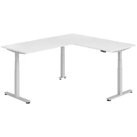 bümö Eckschreibtisch elektrisch höhenverstellbar Weiß / Silber