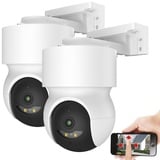 7links WLAN Kamera Outdoor: 2er-Set 2K-Pan-Tilt-Outdoorkameras, Farb-Nachtsicht, 360°, Sirene, App (WiFi Camera, Outdoor IP Kamera, Überwachungscamera)