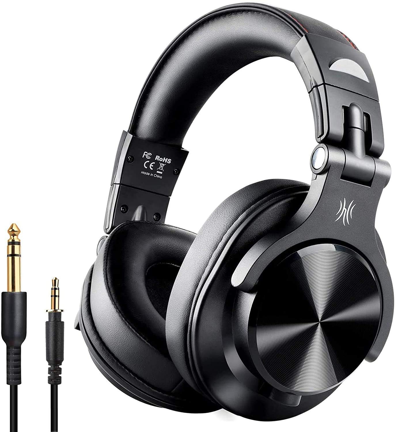 OneOdio Bluetooth Kopfhörer Over Ear, 72 Stdn HiFi Stereo Kopfhörer Kabellos, Wireless Headphones mit 6.35mm & 3.5mm Klinke für Studio DJ Handy PC AMP - Schwarz