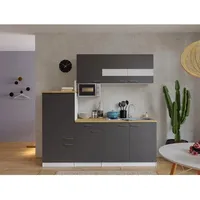 Respekta Küchenzeile  Malia 210 cm E-Geräte  grau/weiß
