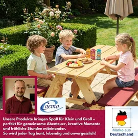 Coemo Kinder-Sitzgruppe Natur Picknicktisch mit Polster Spieltisch Gartentisch Holz