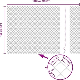 vidaXL Maschendrahtzaun 2200 x 160 cm Silber/Stahl