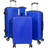 Kofferset Trolleyset 3 teilig Padua Hartschale Reisekoffer ABS blau - Blau