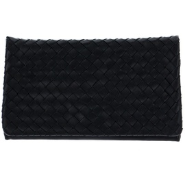 ABRO Leather Piuma Weaving Clutch Bag S Black / Gold