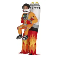 Fiestas Guirca Astronauten Kostüm aufblasbare Rakete mit Astronaut Rocket Man für Herren Gr. L 52/54 mehrfarbig Aufblasbar Huckepack Weltraum Fasching Karneval Mottoparty