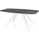 Ausziehbarer Esstisch im Loft-Stil - Industrieller Tisch in Schwarzer Marmoroptik mit Weißen Metallbeinen - Modernes Design für Wohnzimmer - 160 ... - Schwarz