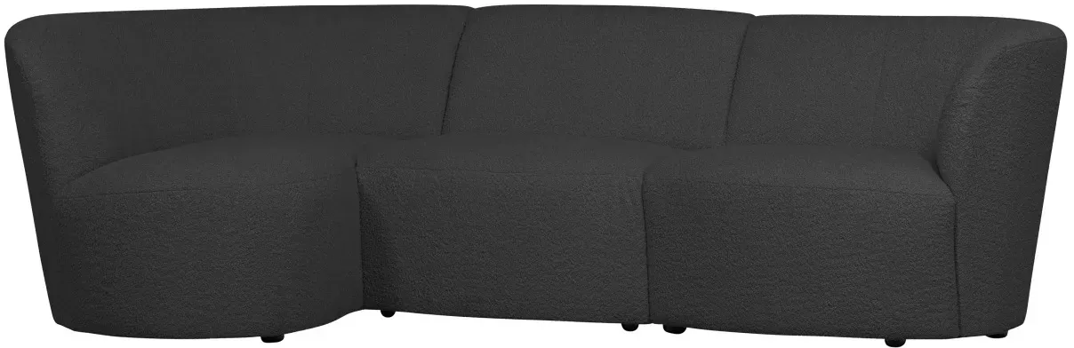 Ecksofa Coco Bouclé, modern linksseitig, dunkelgrau, weiche Textur für 3–4 Personen