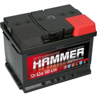HAMMER 12V 62 Ah 560A EN Autobatterie ersetzt 55Ah 56Ah 57Ah 60Ah 63Ah 64Ah