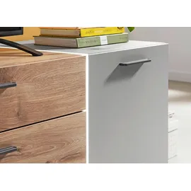 LIV'IN Sideboard BAVENO 166 x 82 x 40 cm Hellgrau / Nox Eiche Dekor