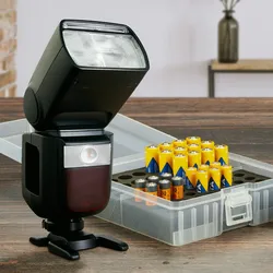 Relaxdays Batteriebox, 2er Set, für 60 AA & AAA Batterien, HxBxT: 5,5 x 15 x 15,5 cm, Batteriekiste, transparent/schwarz
