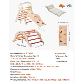 Vevor Kletterbogen 9-in-1 Kletterspielzeug Orange