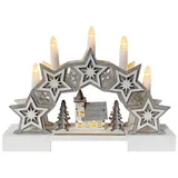 Hti-Living HTI-Living, Weihnachtsbeleuchtung, Schwibbogen Sterne und Kirche Weiß Grau - 2 Jahre Gewährleistung - mind. 14 Tage Rückgaberecht - Grau,Weiß - n.a.