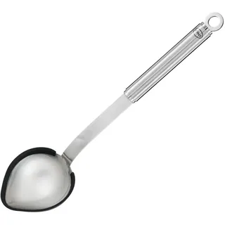 Rösle Portionslöffel Silikon, Hochwertiger Schöpflöffel mit Silikonrand und Rundgriff, Edelstahl 18/10, Spülmaschinengeeignet, Silberfarben/Schwarz