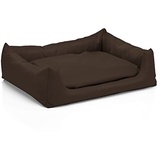 Juelle Hundebett aus Kunstleder Hundebett Kuschelbett Sofy Rex S-XXL (100x80cm, Dunkelbraun)