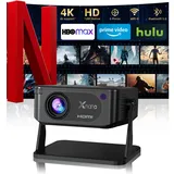 4k Android 11 Videoprojektor, Wifi 2.4/5g & Bluetooth, Auto-keil, Manueller Fokus, 40–120 Zoll, Mini Heimkino, Schwarz