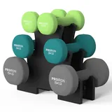 PROIRON Neopren Hanteln Kurzhanteln Frauen Hantelset Kleine Hantel Kurzhantel Set mit Ständer (3er-Set)(2KG, 3KG,5KG im Paar)