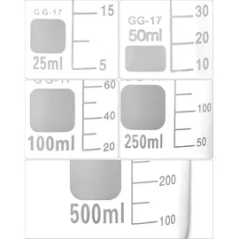 luxuskollektion Glas Becherglas Set 25ml-500ml, Abgestuftes Messbecher-Set