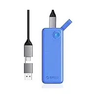 ORICO 256GB Externe SSD bis zu 1050MB/s, Portable SSD Festplatte Extern mit 2 in 1 USB C & A Kabel, Geeignet für iPhone 16 Pro Max, Tablet, Laptop -B10PRO(blau)