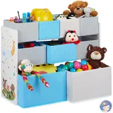 Relaxdays Kinderregal mit 9 Stoffboxen Lagerfeuer Kindermotiv 66 x 82,5 x 29,5 cm mehrfarbig