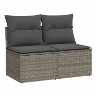 VidaXL 2-tlg. Garten-Sofagarnitur mit Kissen Grau Poly Rattan Akazie