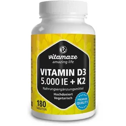 Vitamin D3 K2 5000 I.E./100 μg hochdosiert 180 St