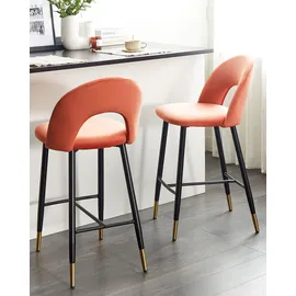 Beliani Barstuhl 2er Set  mit Metallbeinen  rot / schwarz