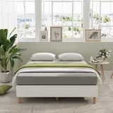 Novilla 35 cm Metallbett Metallrahmenbett Bettgestell mit Lattenrost Holzlattenunterstützung Grauer Bettgestellbezug Stauraum unter dem Bett 140 x 200 cm Schwarz