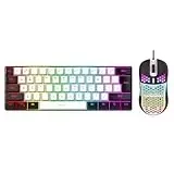 61-Tasten-RGB-beleuchtete Tastatur mit Maus, Kabelgebundene Gaming-Tastatur, Mehrfarbige, Kabelgebundene Gaming-Tastatur mit LED-Hintergrundbeleuchtung für (Weißer schwarzer