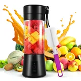 Tragbarer Mixer Smoothie Maker to go, 380ML Tragbarer Mixer für Shakes und Smoothies, Mini Smoothie-Mixer mit Glasflasche, Mini Blender Wiederaufladbar über USB für Fresh Juice Milchshake Shake