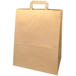 WISEFOOD 200 Stück - Papiertüte - Papier Tragetasche mit Henkel - braun 32 x 16 x 39 cm Tüte