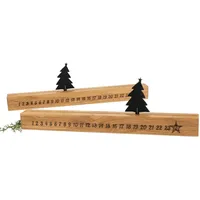 Holz Adventskalender aus geölter Eiche - Verschiebbarer Tannenbaum | 30 x 9,5 x 3 cm