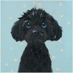 Gemälde BLACK PUPPY - blau
