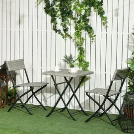Outsunny 3tlg. Ratten Balkonmöbel-Set mit 2 Klappstühlen