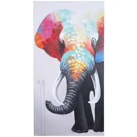 MCW Wandbild Elefant II, 100% handgemaltes Ölgemälde Gemälde XL, 140x70cm